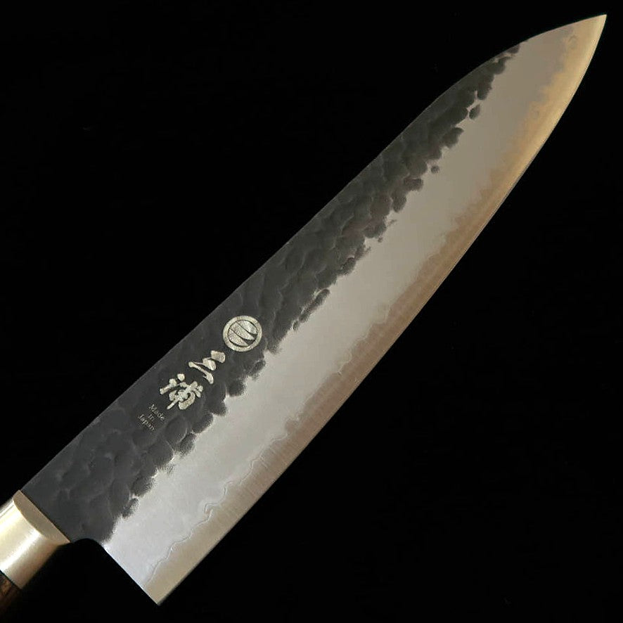 MIURA Gyuto, Aogami Super, Black Hammered Finish with Dark Brown Handle (210mm)