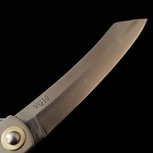 Folding knife HIGONIKAMI VG10 with Extra Large Silver Handle (120mm)