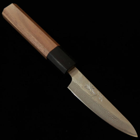 Faca Petty MIURA Aço Inoxidável 440C - Níquel Damasco com 33 Camadas, Acabamento Martelado (Tsuchime), Cabo de Nogueira (80mm)