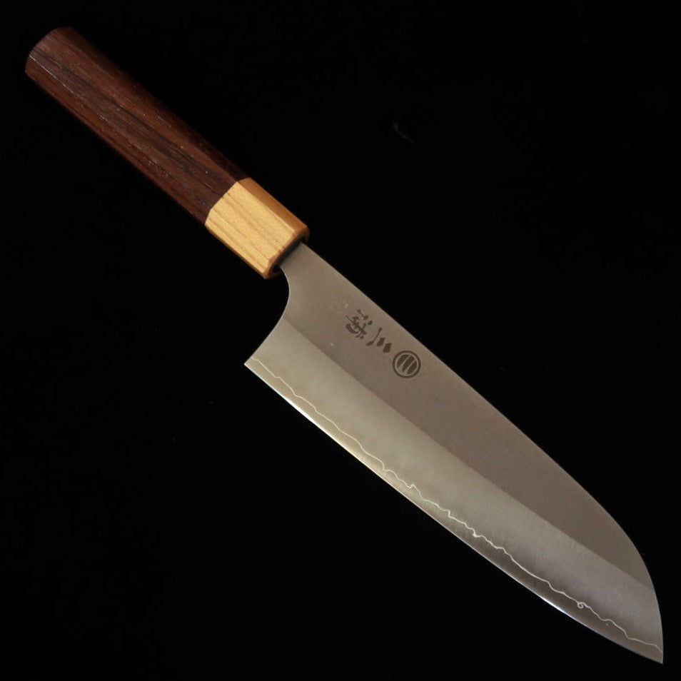MIURA Santoku VG10W, finition nacrée, manche en bois de violette et zelkova (165 mm)