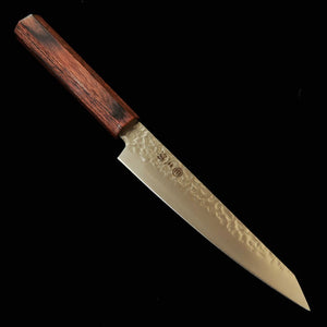 MIURA – Kiritsuke petty AUS8, martelé, manche rayé brun/noir (150 mm)
