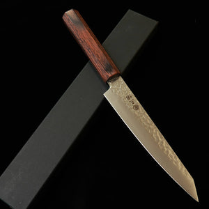 MIURA – Kiritsuke petty AUS8, martelé, manche rayé brun/noir (150 mm)