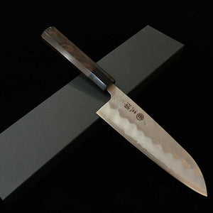 MIURA Ginsan Silver no. 3 Series Nashiji Santoku, Ebony Octagonal Handle (165mm)