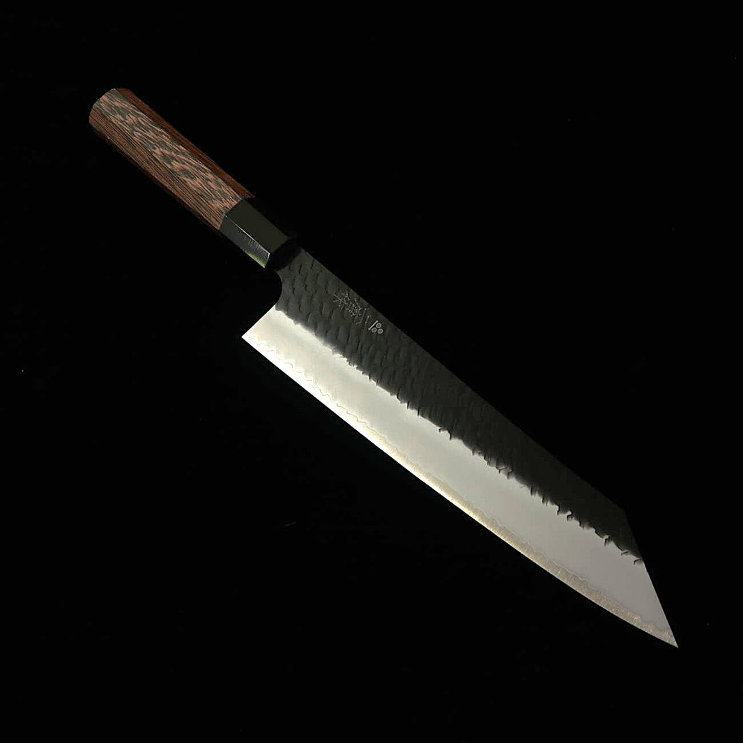 NIGARA – Gyuto kiritsuke SG2, martelé noirci, manche octogonal en wengé (240 mm)