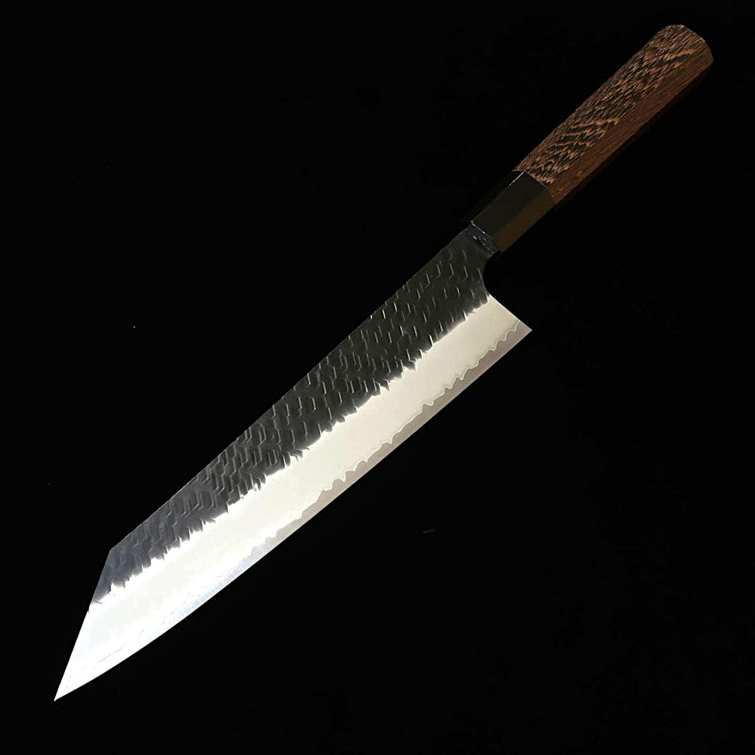 NIGARA – Gyuto kiritsuke SG2, martelé noirci, manche octogonal en wengé (240 mm)