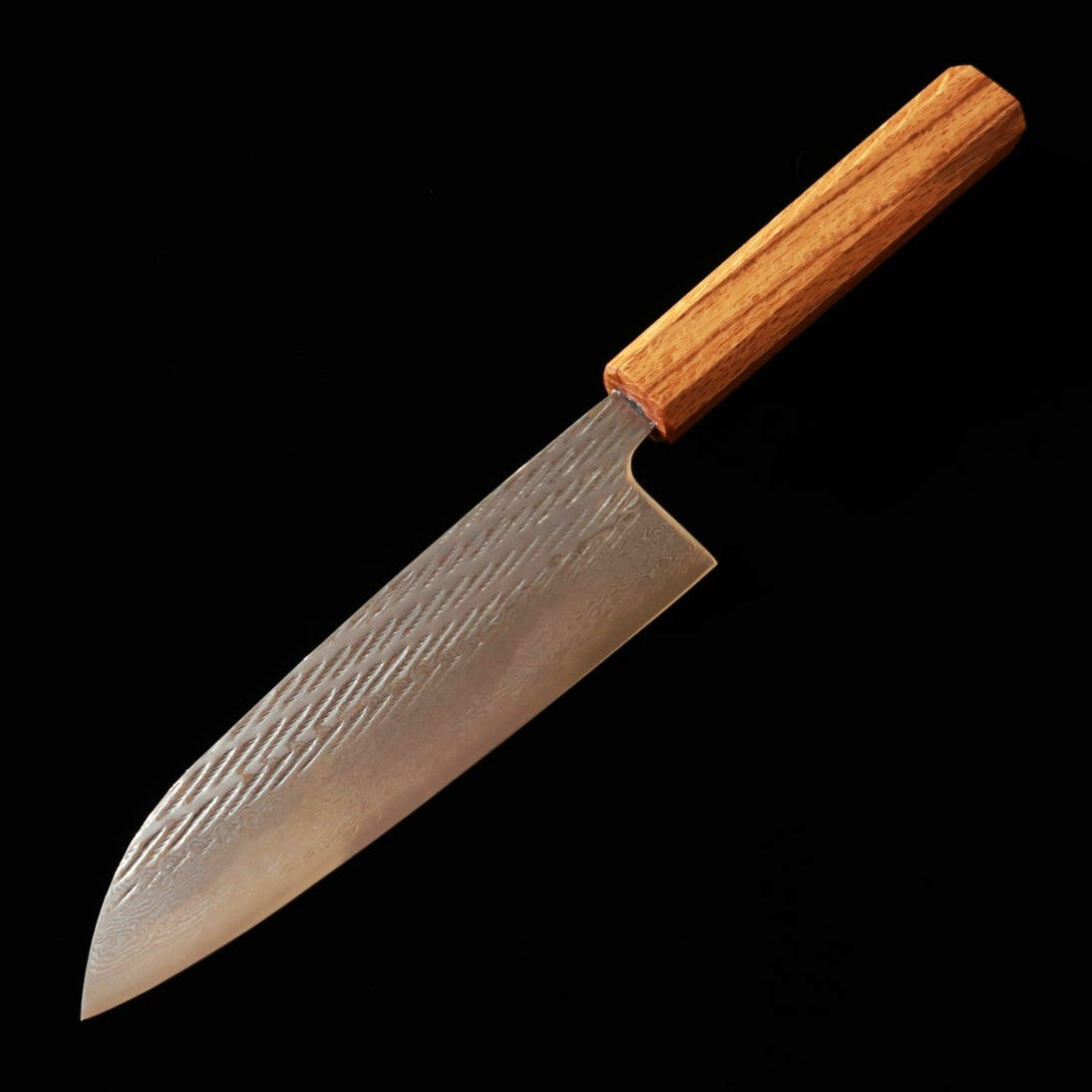 Couteau Santoku (multi-usages) Miura, acier AUS10A, Damas finition "corde" (Nawame) "Transparent", manche octogonal en chêne (Kashi), (165mm)