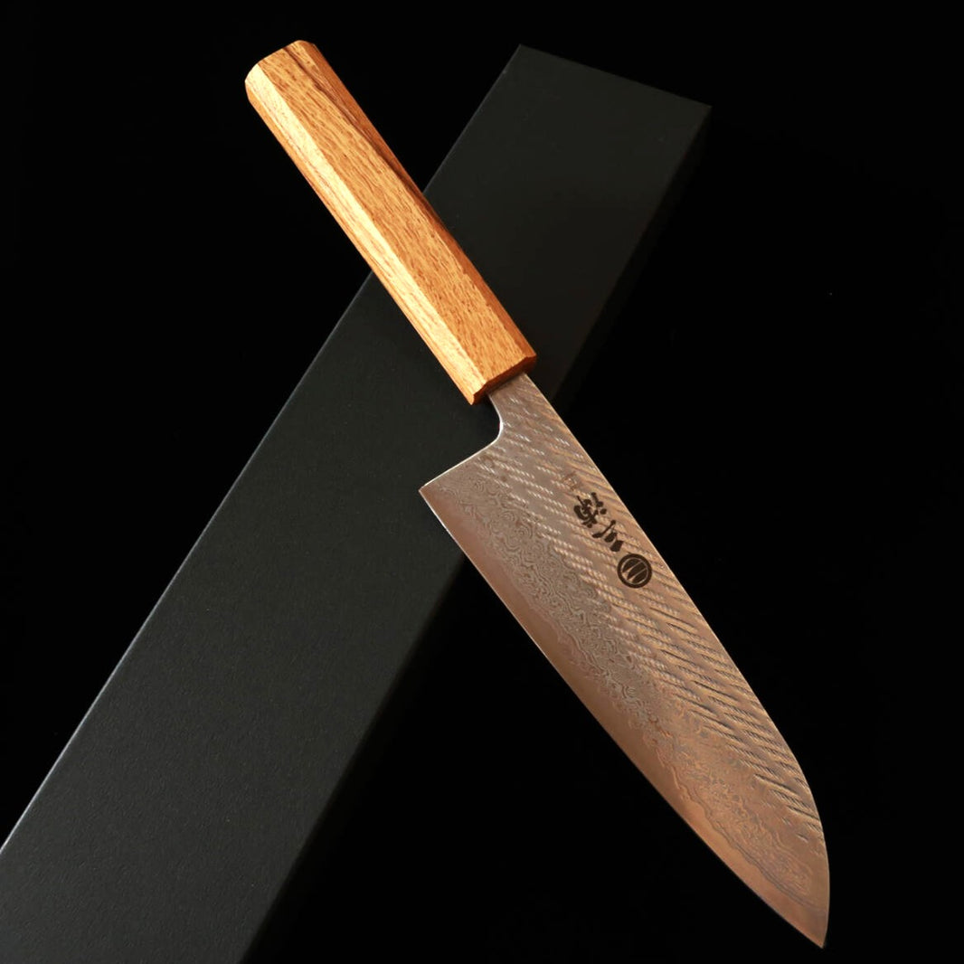 Miura MIURA Santoku AUS10 (10A) Damas motif corde, manche octogonal en chêne transparent (165 mm)
