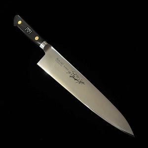 MISONO Gyuto EU Carbon, Black Plywood Handle with Flower Engraving (210mm)
