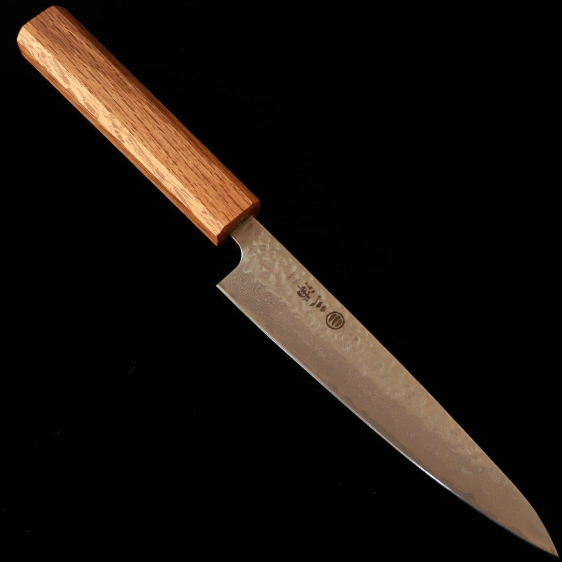 Miura Petty Knife AUS10 (10A) Hammered Damascus Clear Oak Octagonal Handle (135mm)