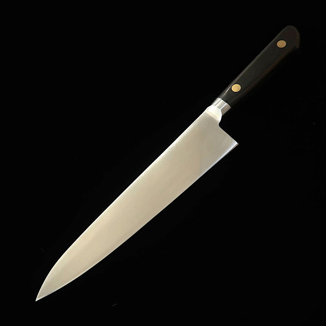 MISONO Gyuto EU Carbon, Black Plywood Handle with Flower Engraving (210mm)