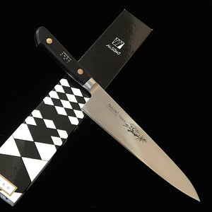 MISONO Gyuto EU Carbon, Black Plywood Handle with Flower Engraving (210mm)