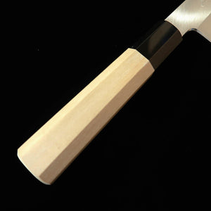 HADO Hado – Junpaku, Shirogami n°1, cœur acier blanc avec flancs inox, santoku, manche octogonal en corne de buffle (180 mm)