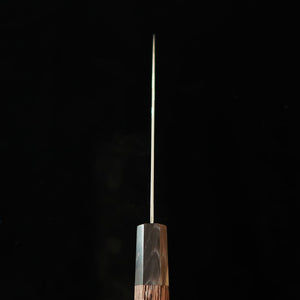 初心HATSUKOKORO 風船 切付三徳 銀紙三号 黒染めダマスカス ウェンジ八角柄（170mm）