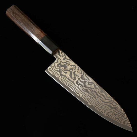 初心HATSUKOKORO 風船 三徳 銀紙三号 黒染めダマスカス ウェンジ八角柄（170mm）
