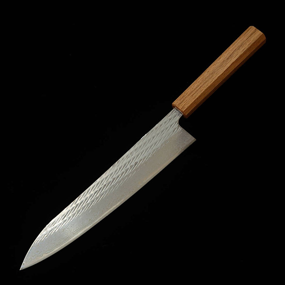 MIURA Gyuto AUS10, Rope finished Damascus with Transparent Oak Octagonal Handle (240mm)