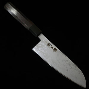 Miura MIURA Santoku aço branco (Shirogami), damasco, cabo octogonal em ébano (165 mm)
