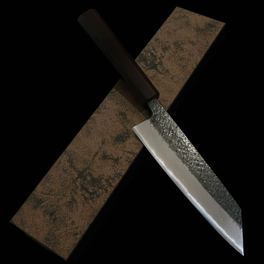 TOSAMUNEISHI Bunká Aogami nº2 martillado, acabado negro, mango octogonal de ébano (165 mm)