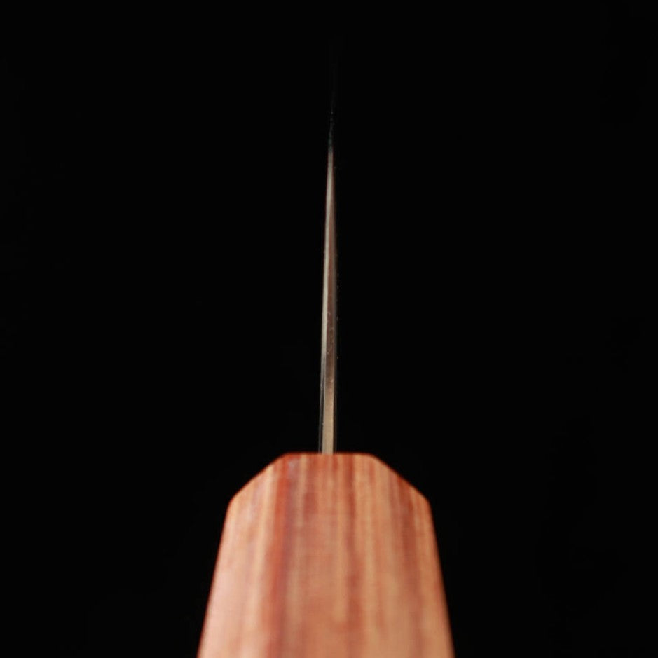 Gyuto MIURA Aogami Super, acabado pulido, mango octagonal de madera de castaña (180mm)