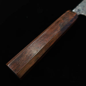 TOSAMUNEISHI Santoku Aogami nº 2 martillado acabado negro mango octogonal de ébano (165 mm)