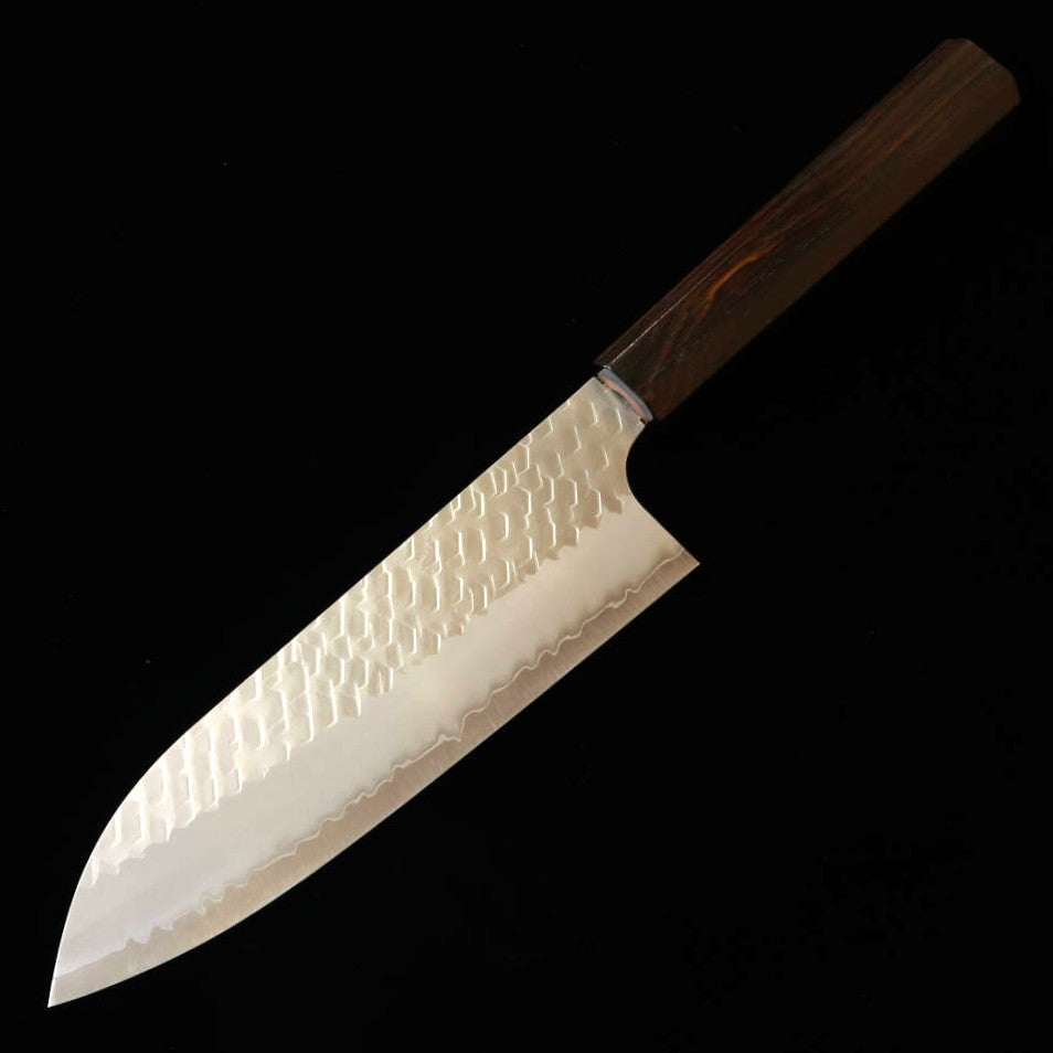 二唐刃物鍛造所 NIGARA SG2 磨き槌目 三徳 黒檀八角柄 (180mm)