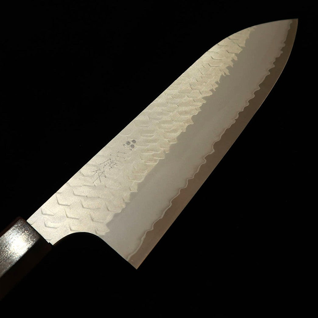 二唐刃物鍛造所 NIGARA SG2 磨き槌目 三徳 黒檀八角柄 (180mm)