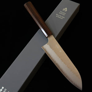 二唐刃物鍛造所 NIGARA SG2 磨き槌目 三徳 黒檀八角柄 (180mm)