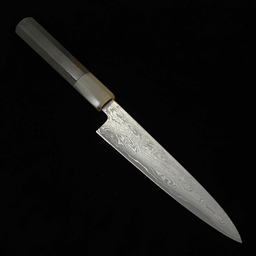 SAKAI KIKUMORI Seiun Series Petty, VG10, Damascus Finish with Ebony & White Buffalo Horn Handle (150mm)
