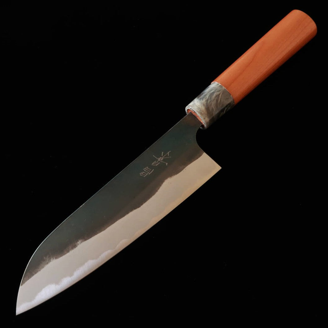 Masakage Aogami No. 2 Santoku with Black Finish and American Cherry Handle (170mm)