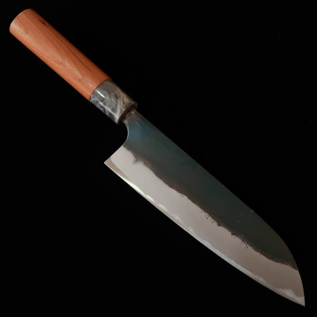 Masakage Aogami No. 2 Santoku with Black Finish and American Cherry Handle (170mm)