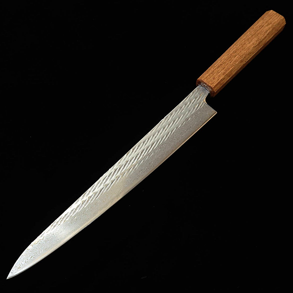 三浦 MIURA 筋引 AUS10（10A）縄目ダマスカス 透明 樫八角柄（240mm）