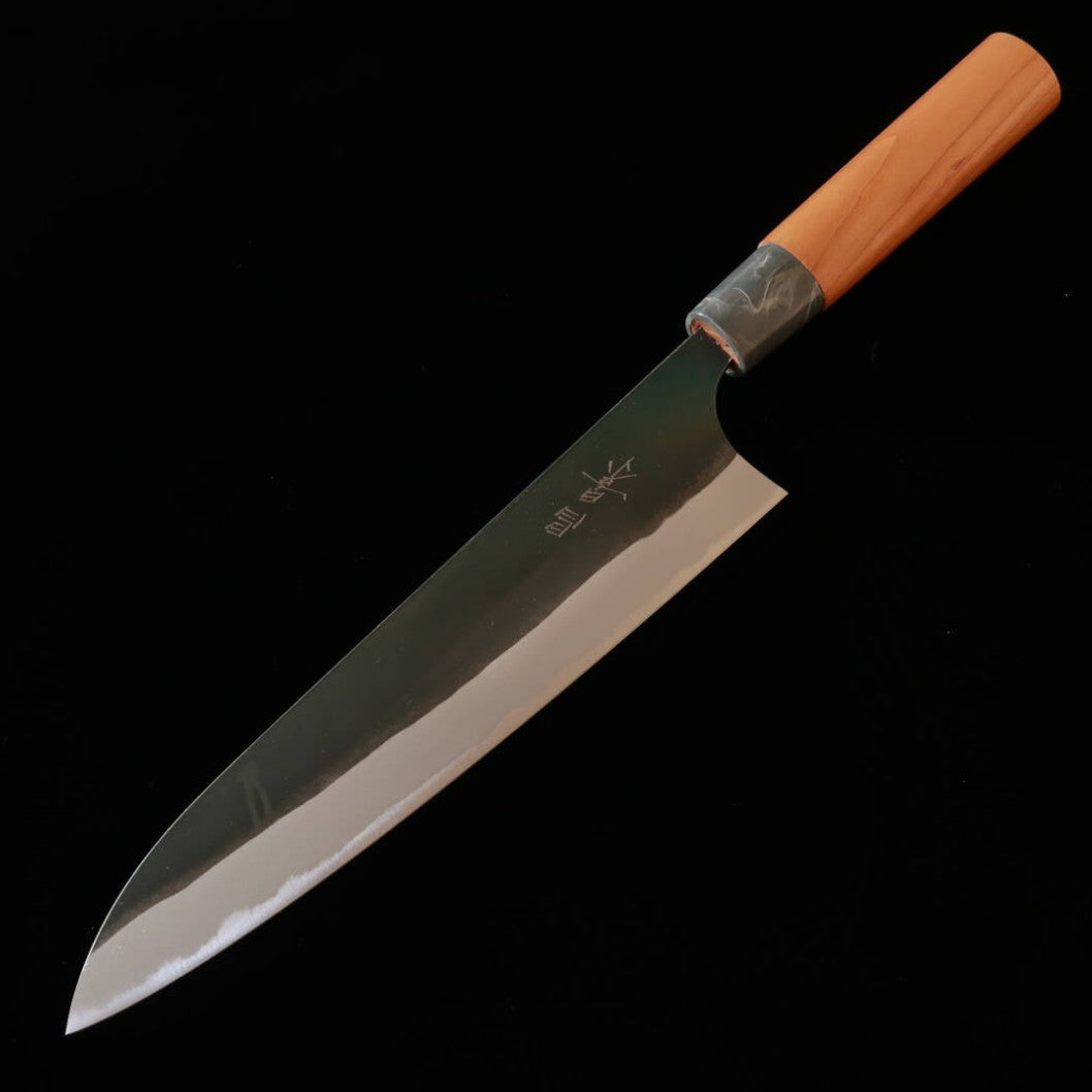 Santoku MASAKAGE Agua, Aogami no.2, acabado kurouchi, mango de cerezo americano (210 mm)