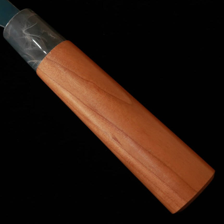 MASAKAGE Santoku Serie Azul, Aogami nº2, Kurouchi, Mango de Cerezo Americano (210 mm)
