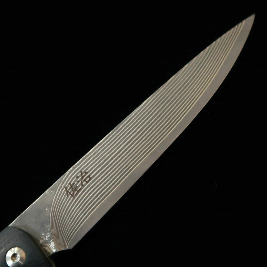 Cuchillo plegable para bistec SAJI TAKESHI R2 Micarta negra (100mm)