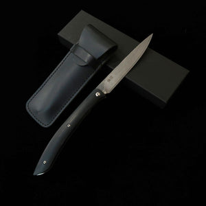 Cuchillo plegable para bistec SAJI TAKESHI R2 Micarta negra (100mm)