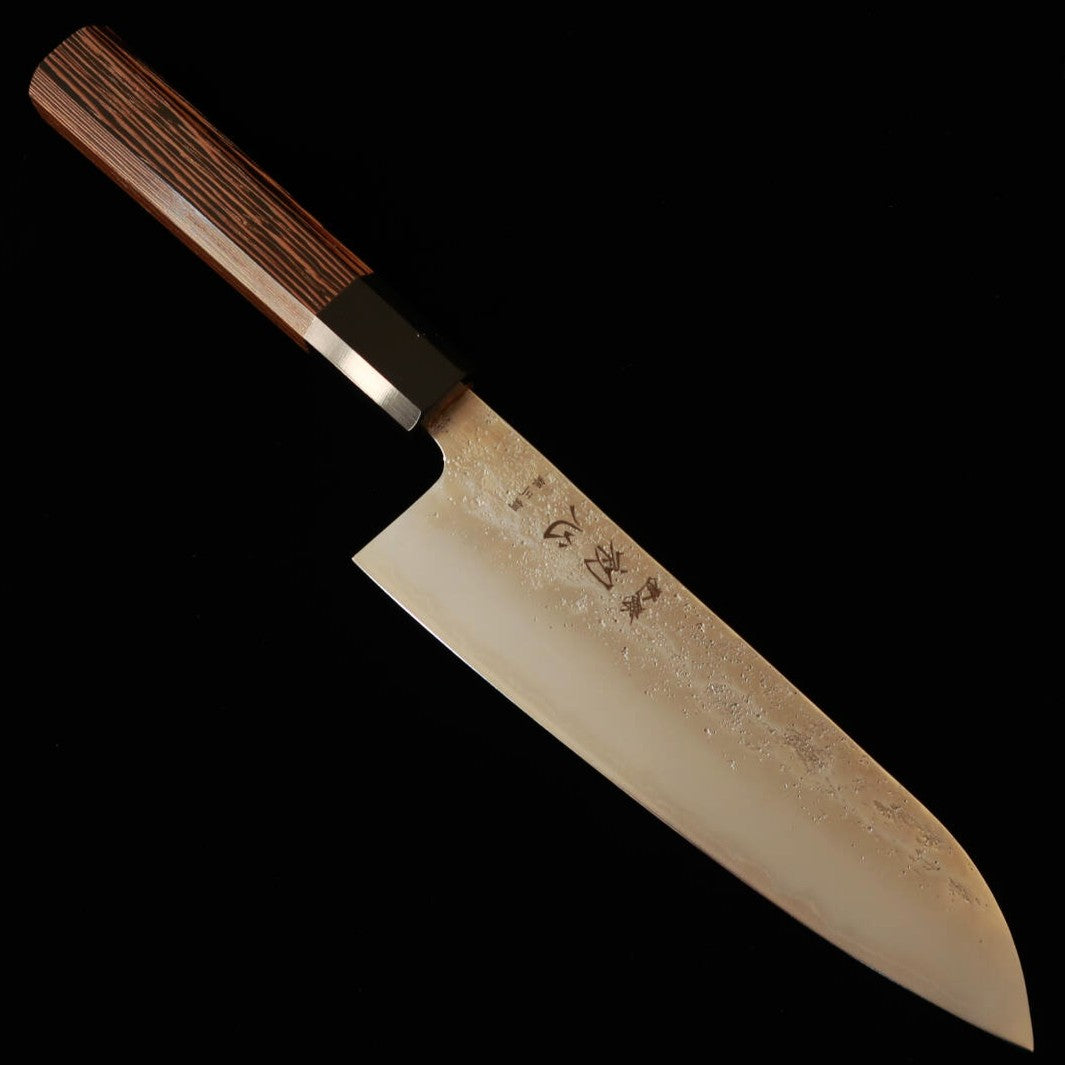 Santoku HATSUKOKORO Ginrei, Ginsan, acabado nashiji, mango octagonal de madera de wengué (170mm)