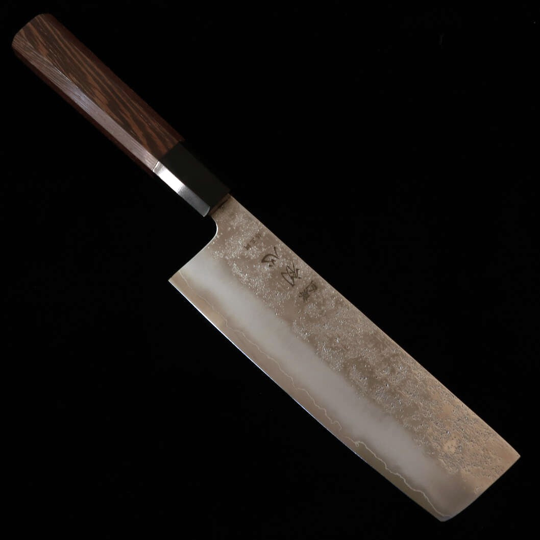 Couteau Nakiri Hatsukokoro Ginrei (Acier Ginsan #3 / Finition Nashi-ji / Manche Wengé) (170 mm)
