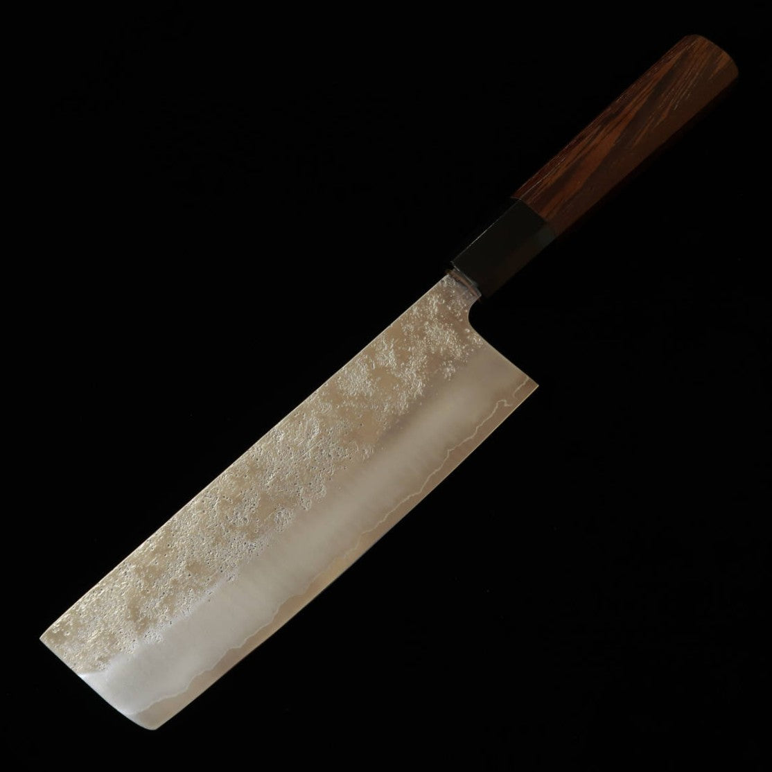 Couteau Nakiri Hatsukokoro Ginrei (Acier Ginsan #3 / Finition Nashi-ji / Manche Wengé) (170 mm)