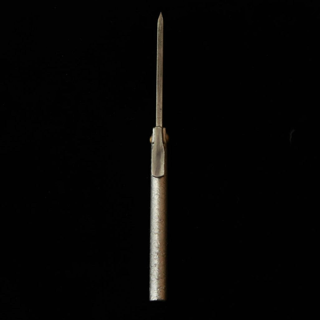 Couteau Higo forgé par Tomita, grande lame type sabre, acier doux forgé, finition lime, avec boîte en paulownia et pochette de rangement (90 mm)