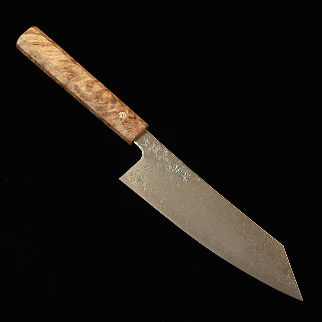 ENKYU Saruku, santoku serie Homura Kumo, SG2 damasco, mango octogonal de raíz de burl de bois de rose (165/180 mm)