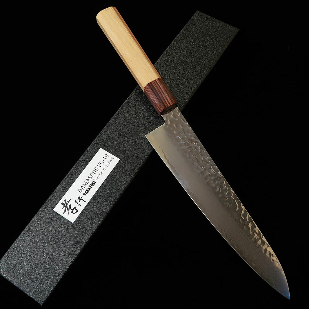 Sakai Takayuki Gyuto VG10 damas 33 couches, manche octogonal en zelkova (240 mm, 210 mm)