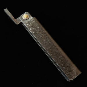 TOMITA SAKUZO Higo Pocket Knife, Soft Iron Forged, Extra Large Knife Shape, Kurouchi Hammered Finish with Paulownia Box and Pouch (90mm)