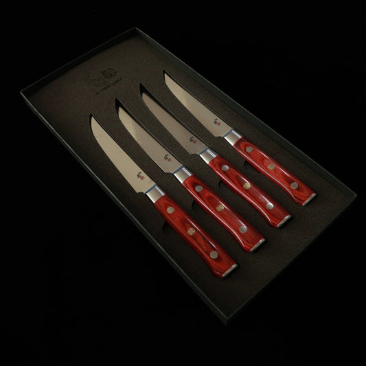 Steak Knife Set MCUSTA ZANMAI Classic Pro Damascus Red Lotus 4 pieces (115mm)