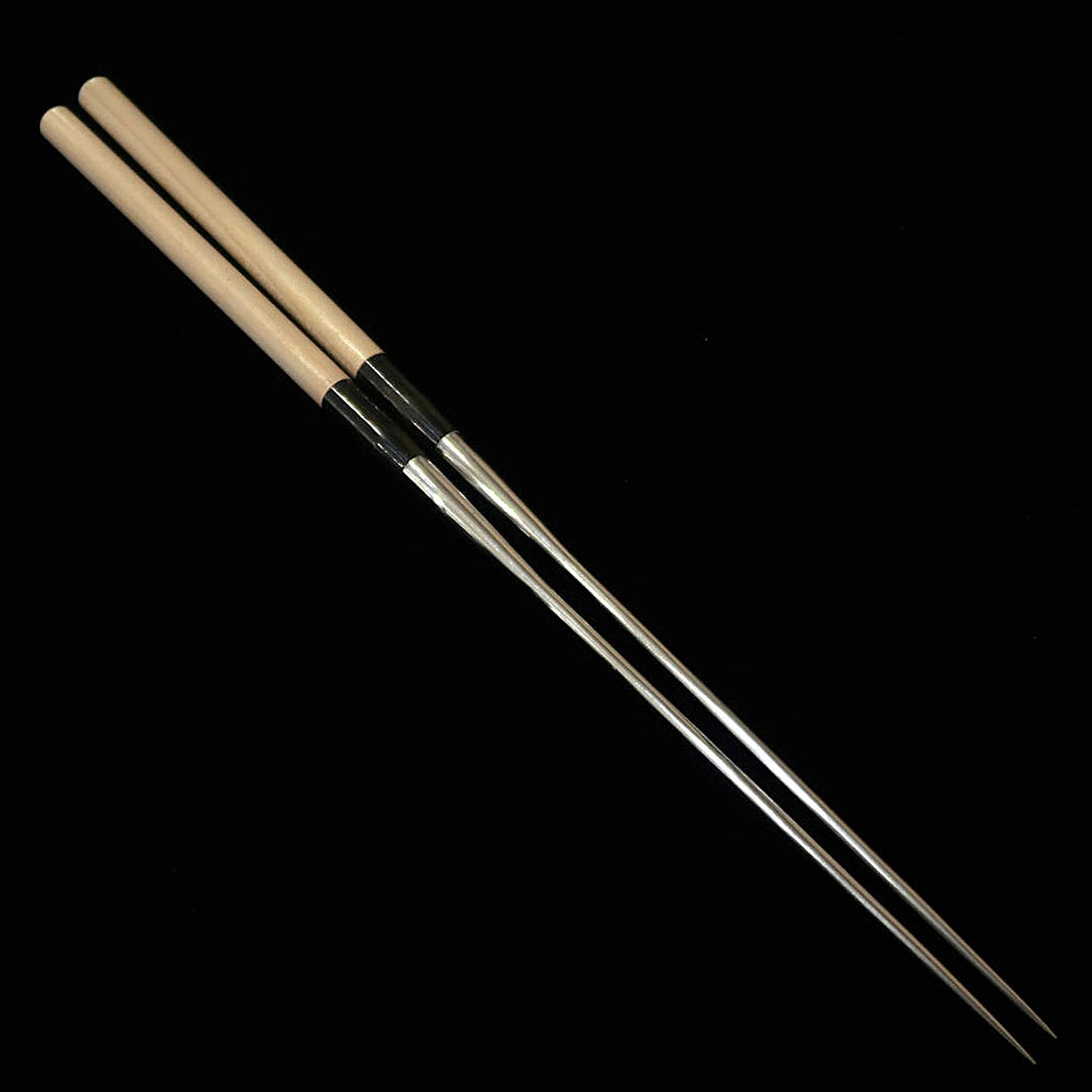 Palillos de emplatado MORIBASHI acero inoxidable mango de madera blanca con virola de cuerno de búfalo (290/320 mm)