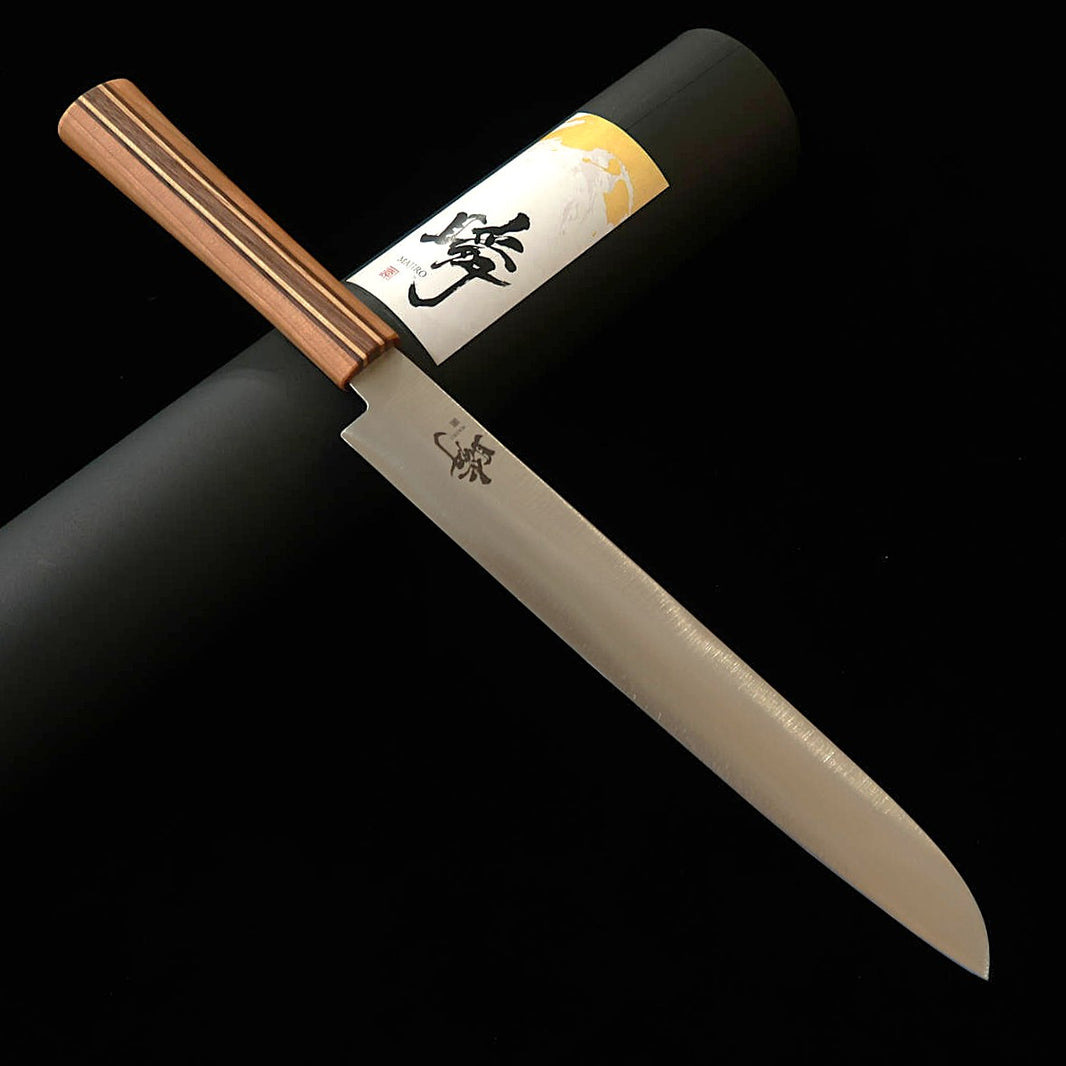 TANAKA Seiki MAJIRO Shun, cuchillo panero forjado Gingami #3, mango de arce, cerezo y nogal (240 mm)