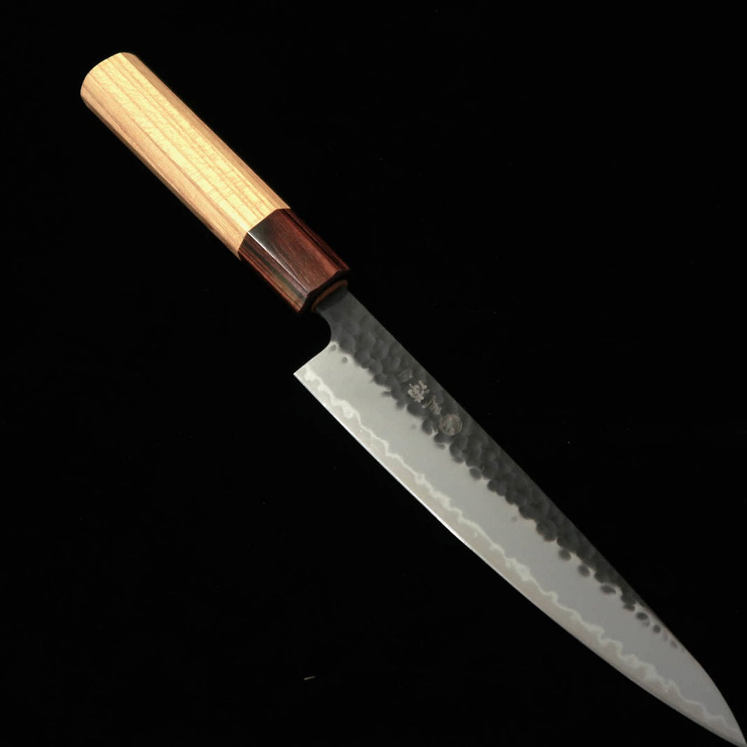 MIURA Petty, Aogami Super, Kurouchi Tsuchime with Keyaki Octagonal Handle (150mm)