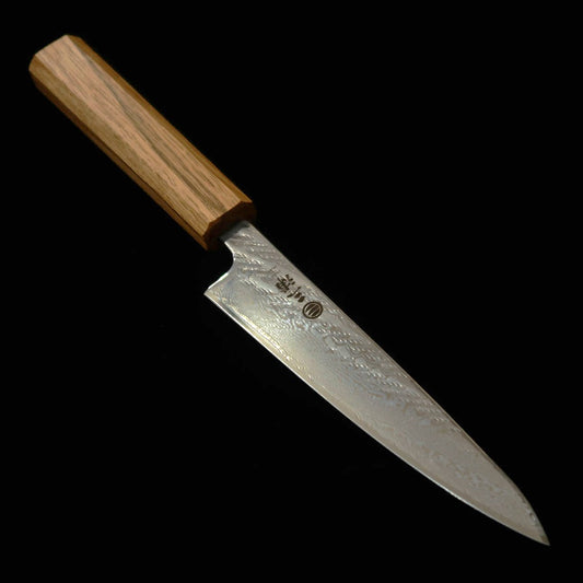 Miura Petty AUS10 (10A) Damas torsadé (Nawame) Manche octogonal en chêne transparent (135 mm)