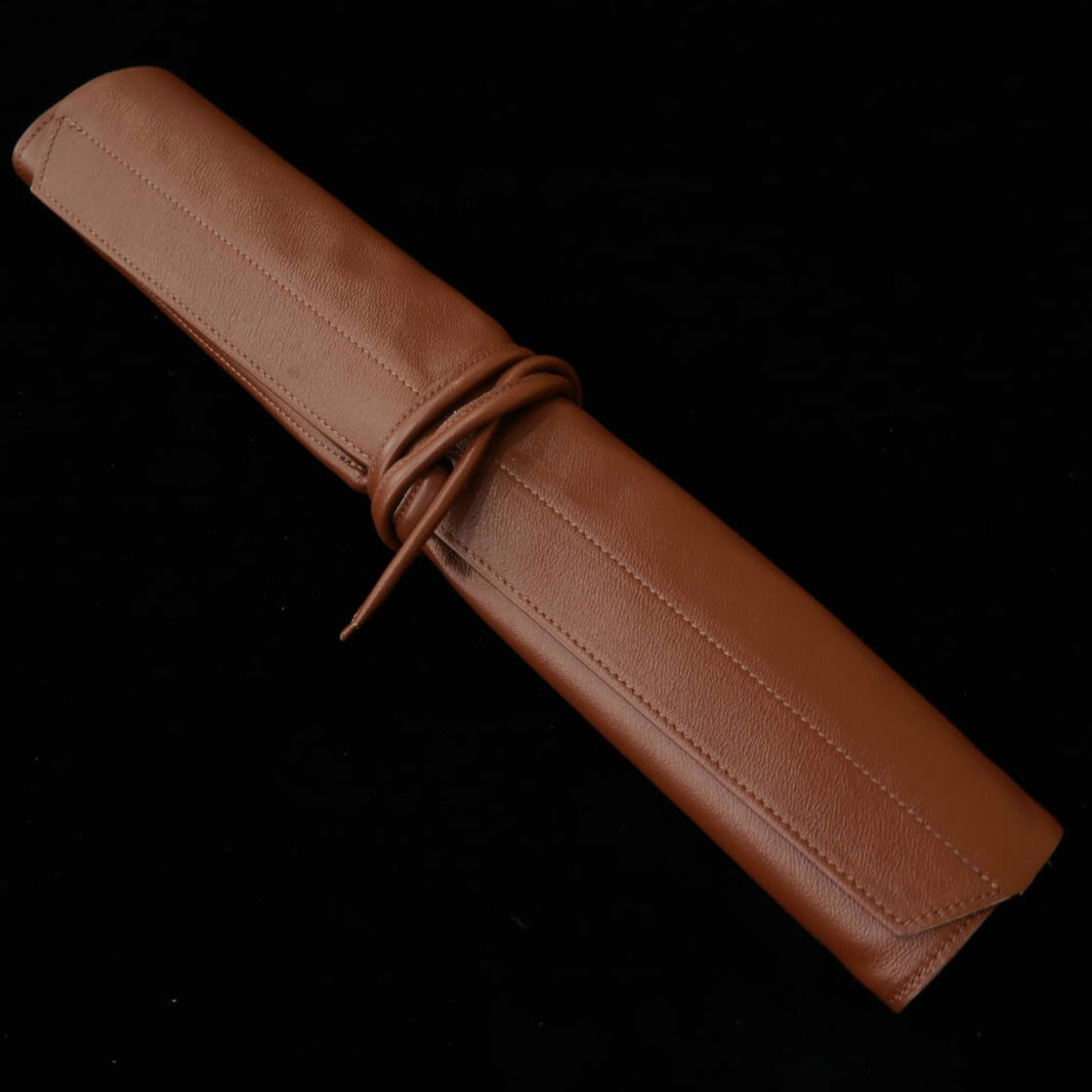 YOKU leatherworks rouleau à couteaux en cuir lavable, brun