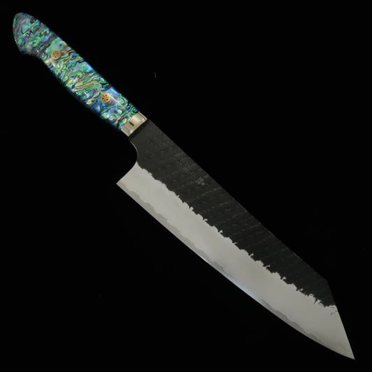 NIGARA Kiritsuke Gyuto SG2 Black Hammered Finish with Mother-of-Pearl Handle (210mm)