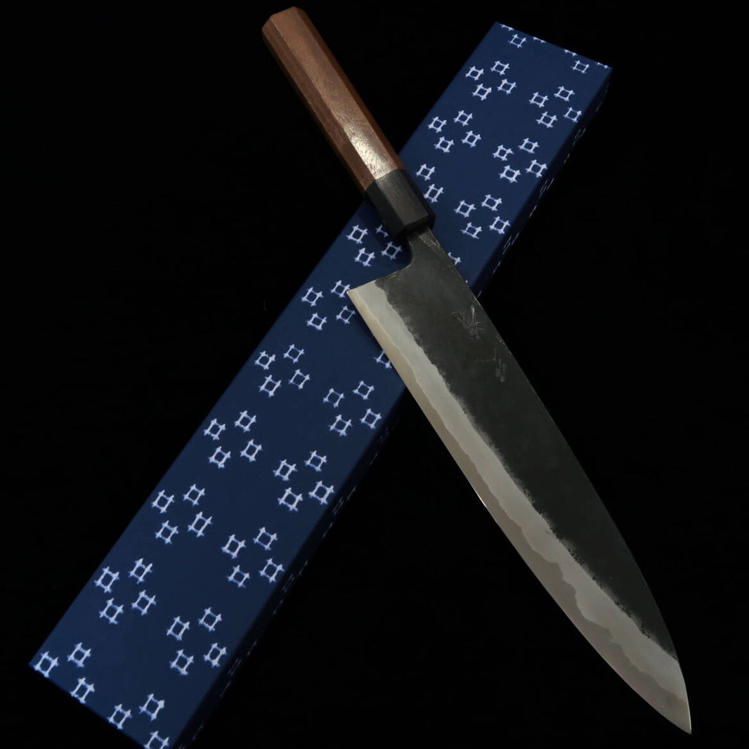 Miura MIURA by Shindo Gyuto Aogami No.2, finition noire, manche octogonal en noyer (240/270 mm)