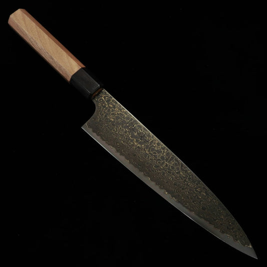 KAGEKIYO ZA-18 Damascus noir Gyuto Manche octogonal en noyer (210 mm / 240 mm)